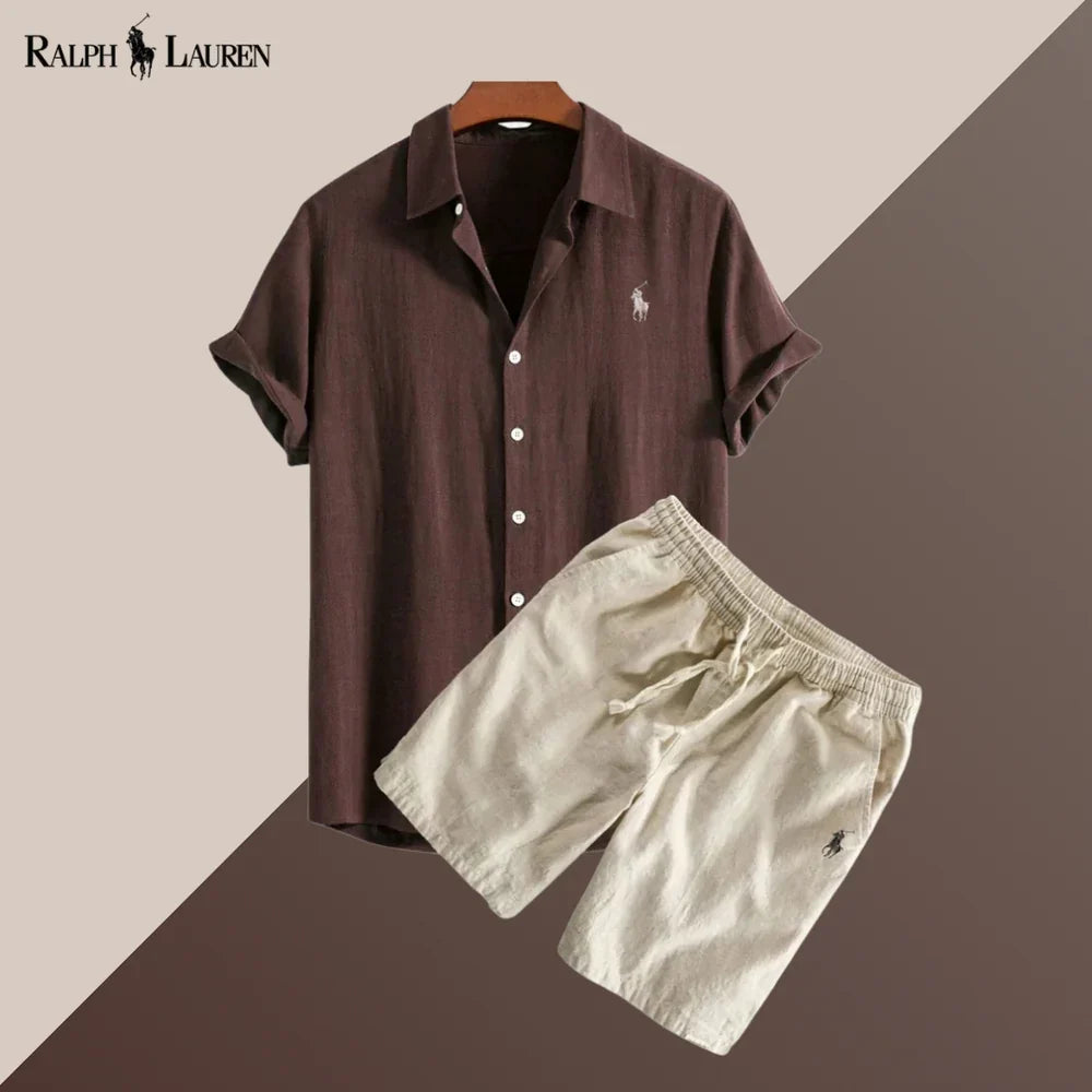 Linen shirt and shorts set