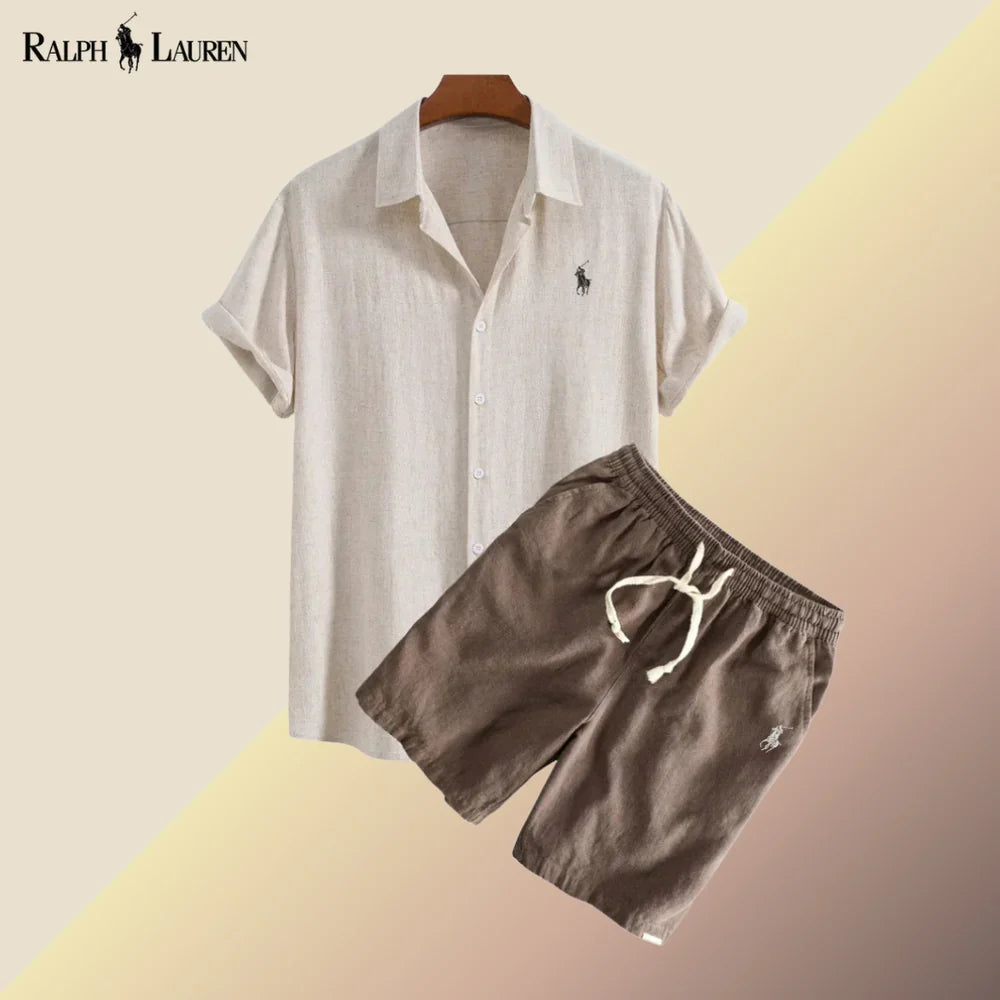 Linen shirt and shorts set