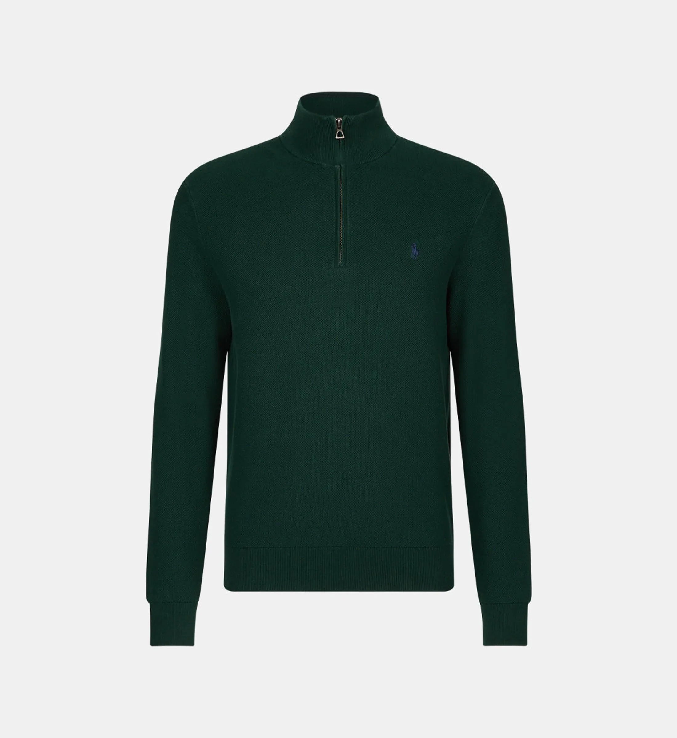 Straight-cut trucker-neck sweater in piqué cotton