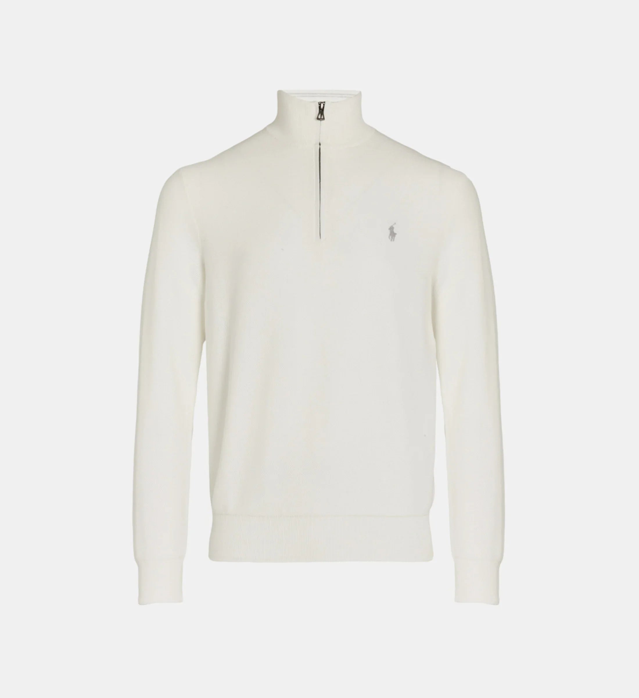 Straight-cut trucker-neck sweater in piqué cotton