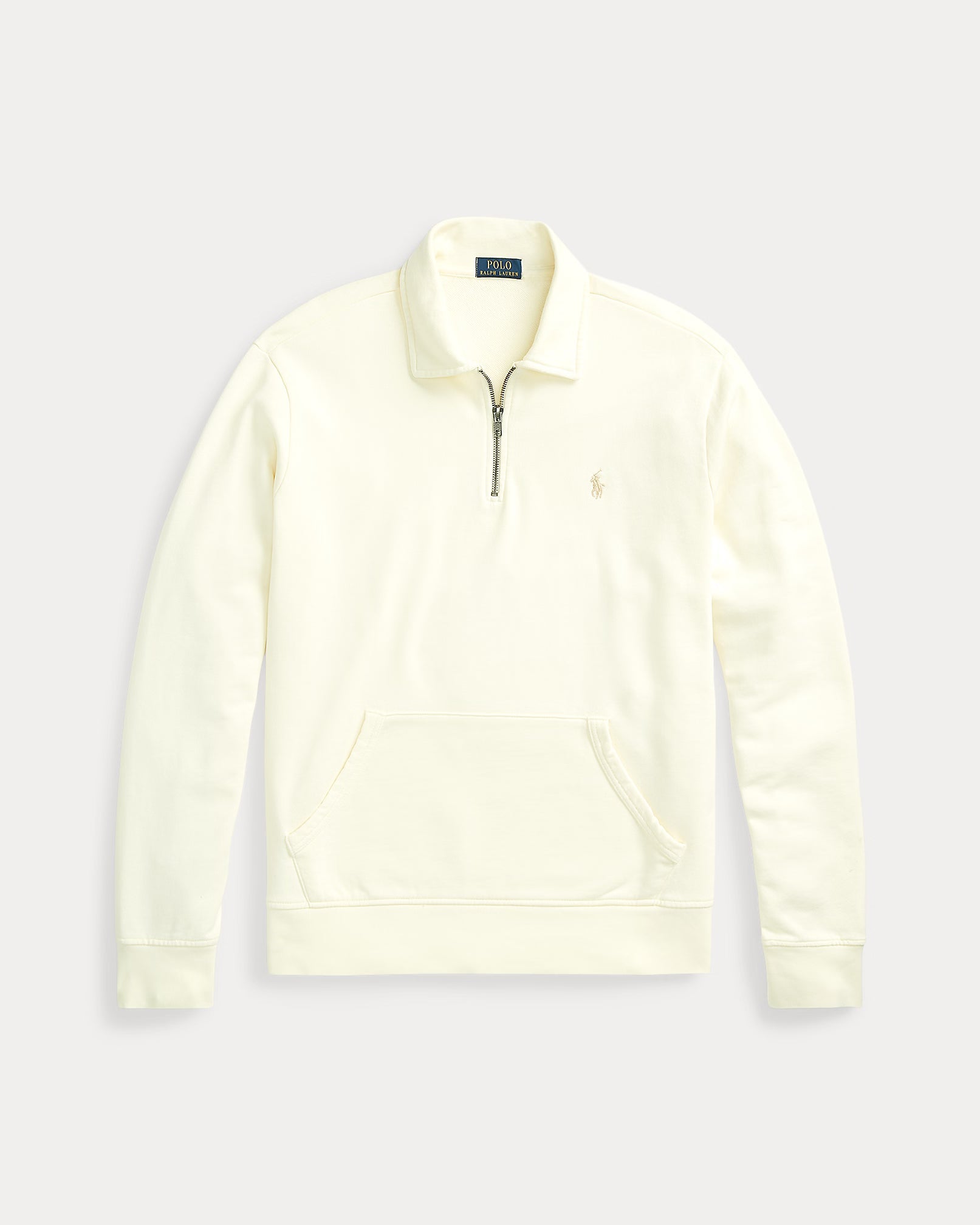 Long-sleeved zip-up polo shirt