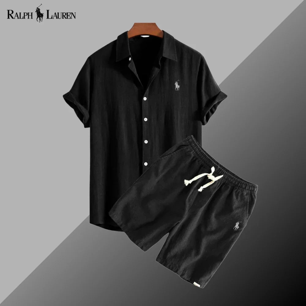 Linen shirt and shorts set