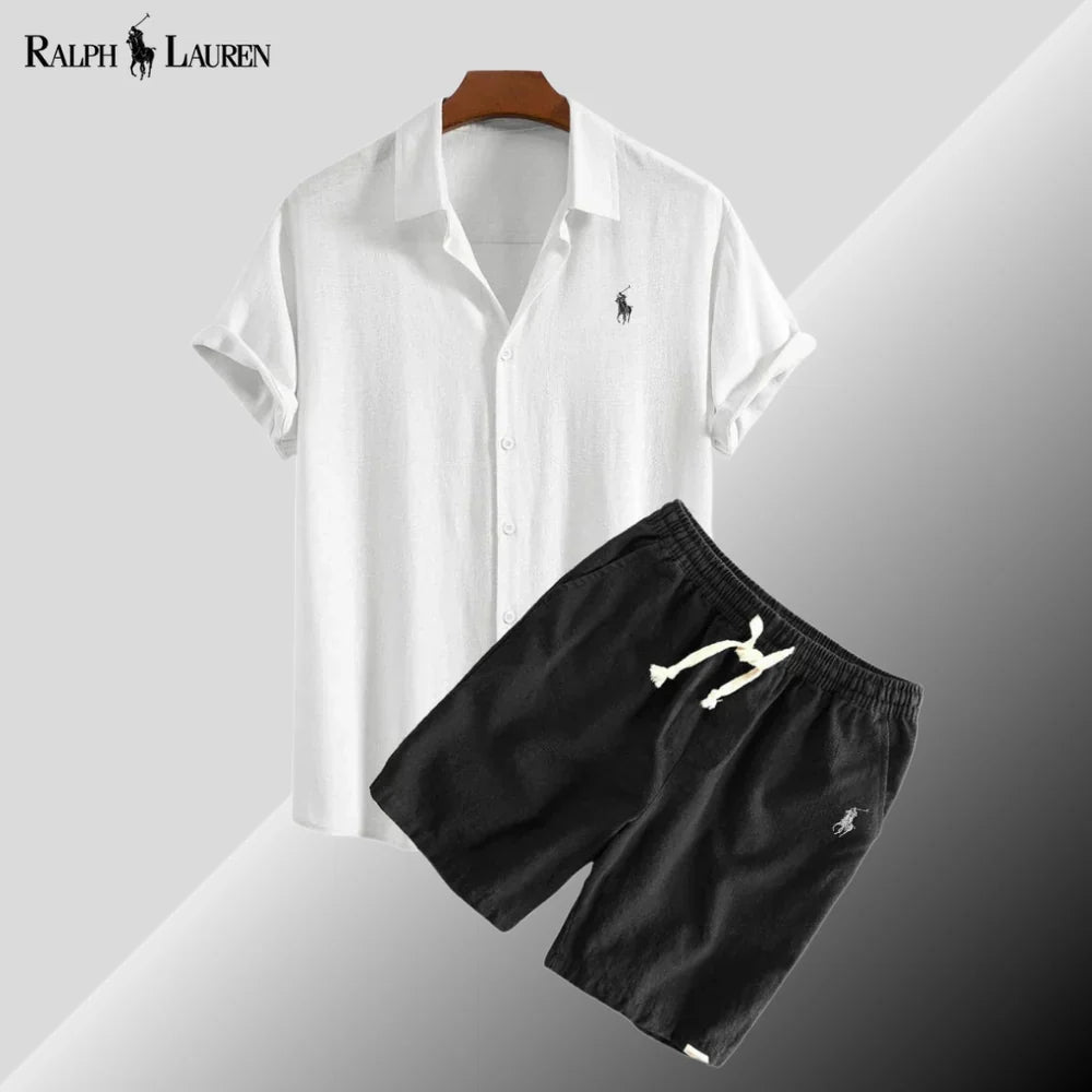 Linen shirt and shorts set