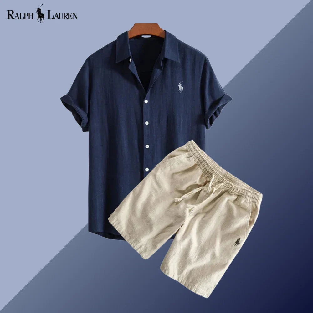 Linen shirt and shorts set