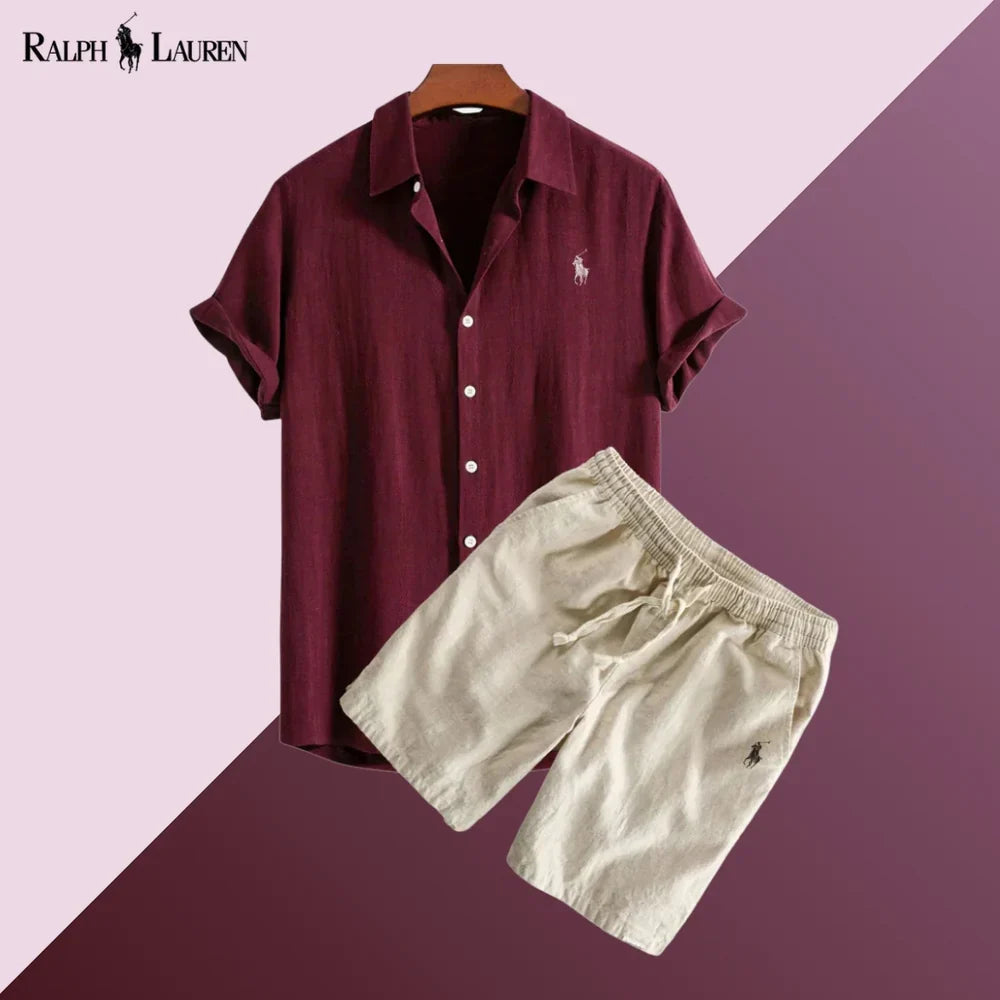 Linen shirt and shorts set