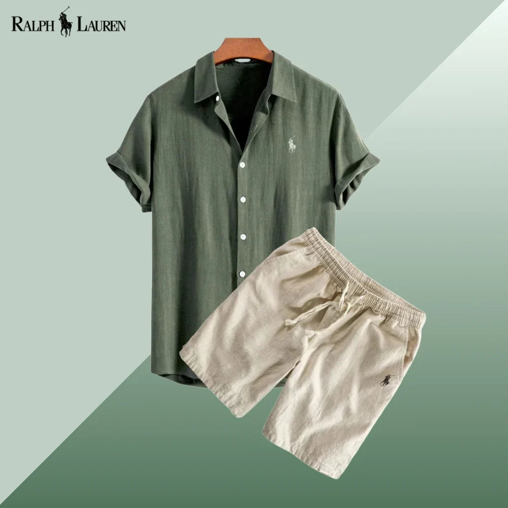 Linen shirt and shorts set
