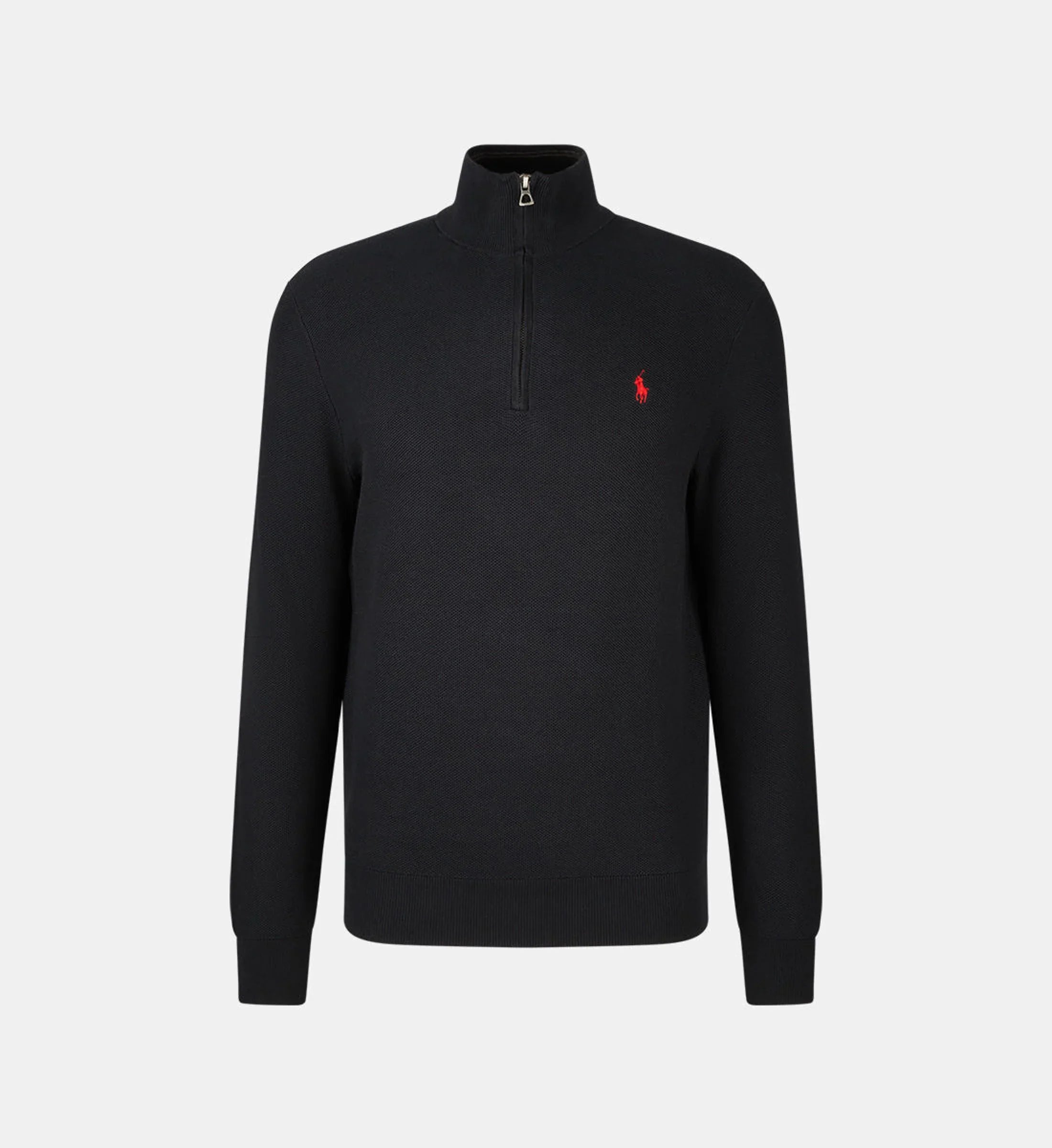 Straight-cut trucker-neck sweater in piqué cotton
