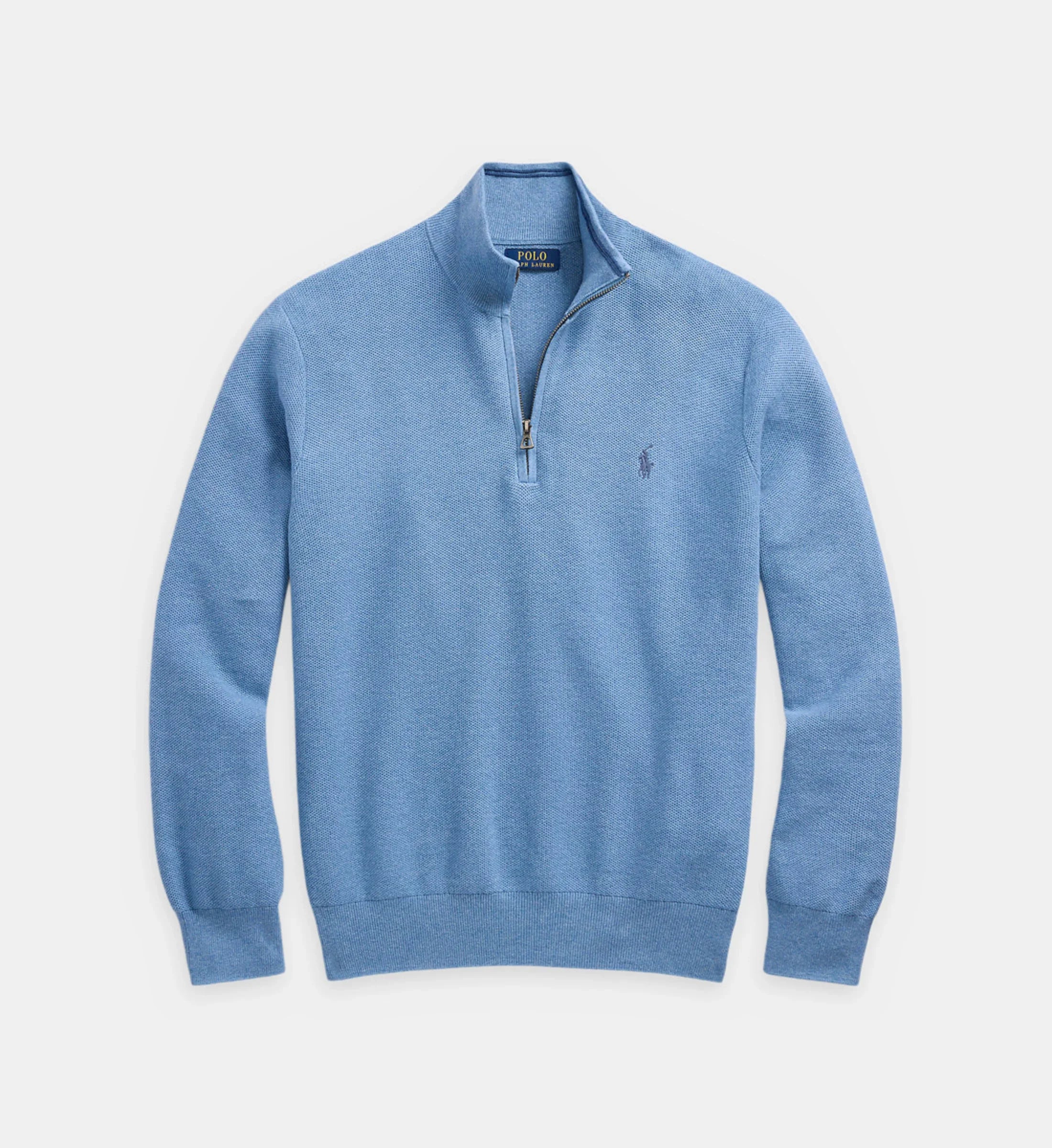 Straight-cut trucker-neck sweater in piqué cotton