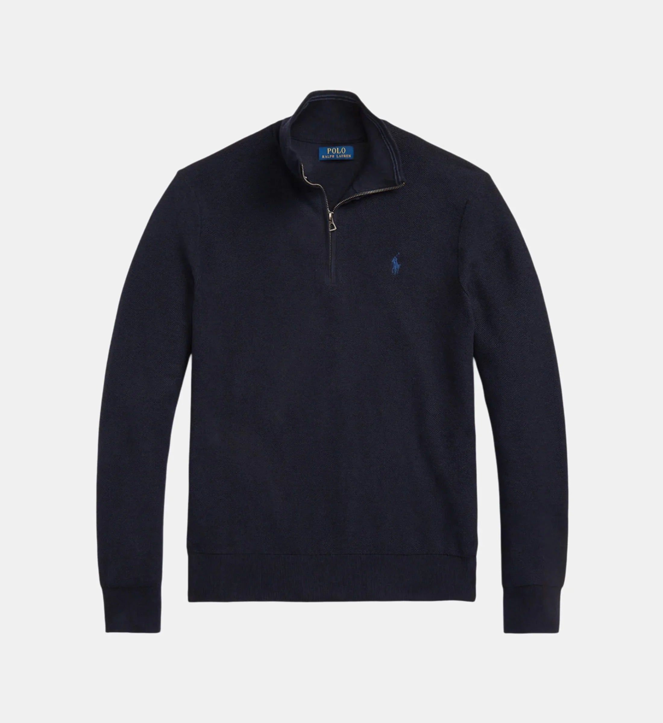 Straight-cut trucker-neck sweater in piqué cotton