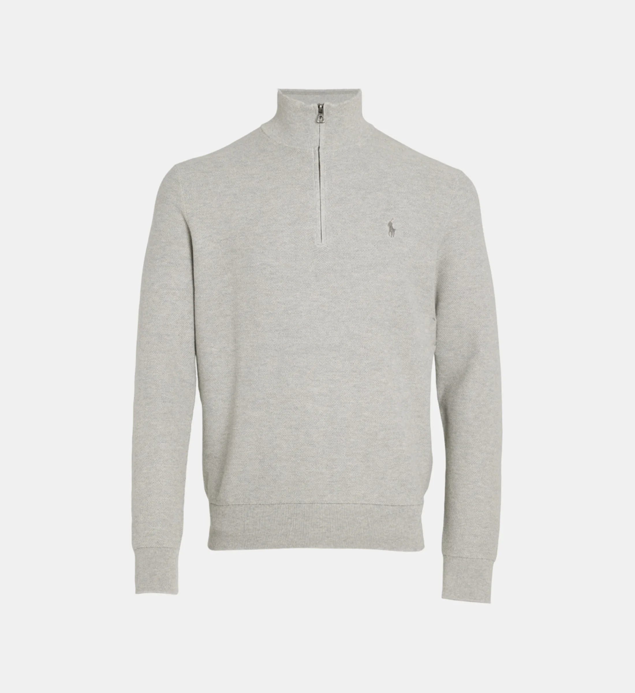 Straight-cut trucker-neck sweater in piqué cotton