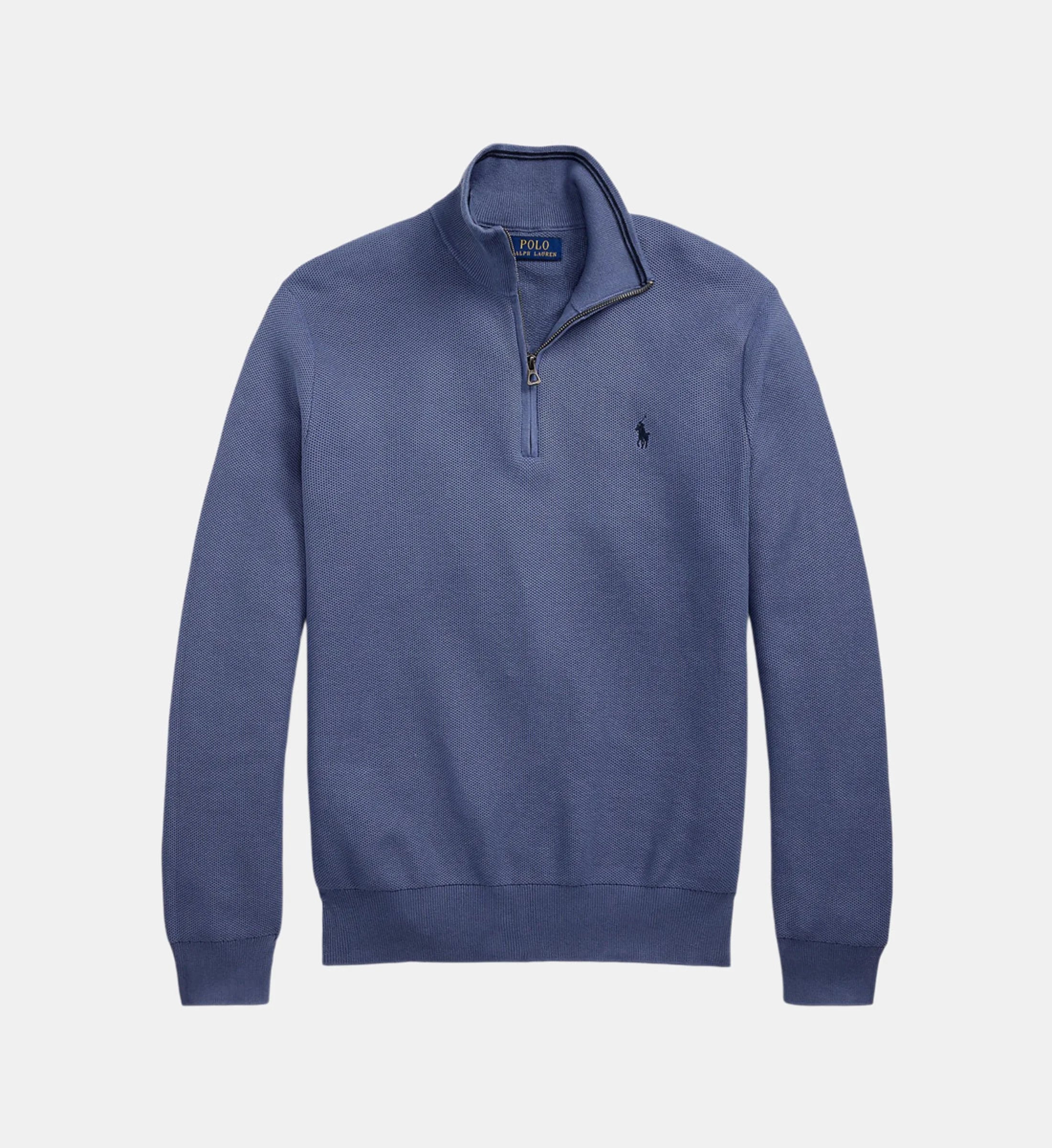 Straight-cut trucker-neck sweater in piqué cotton