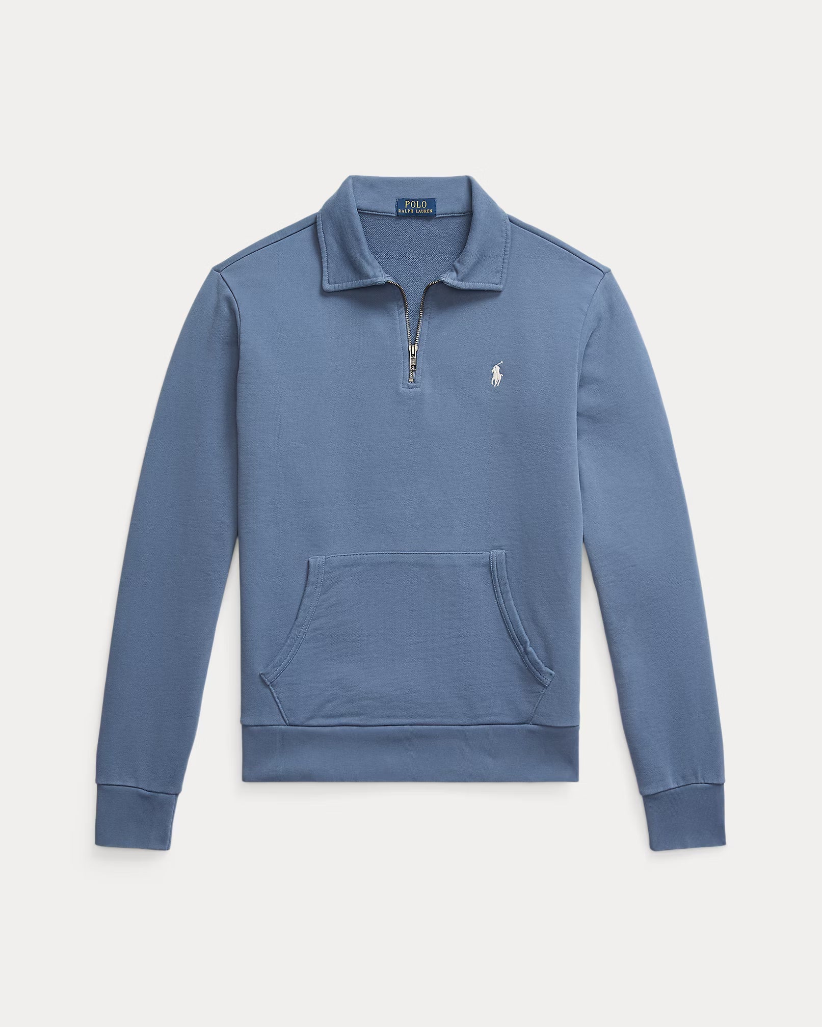 Long-sleeved zip-up polo shirt