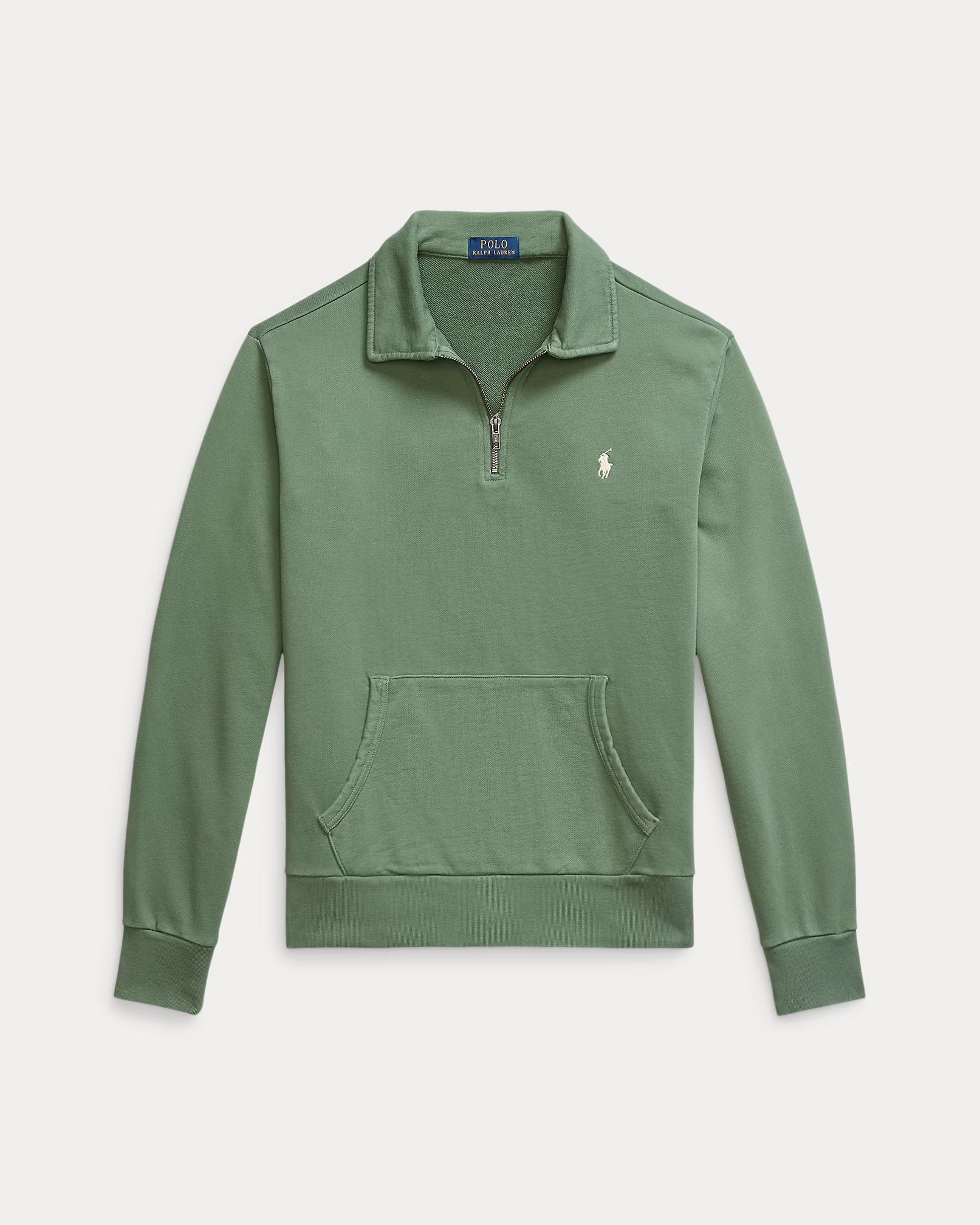 Long-sleeved zip-up polo shirt