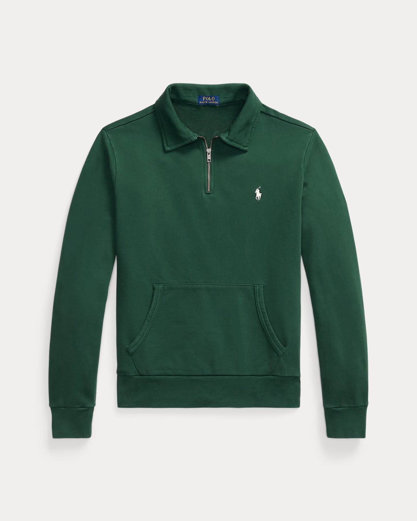 Long-sleeved zip-up polo shirt
