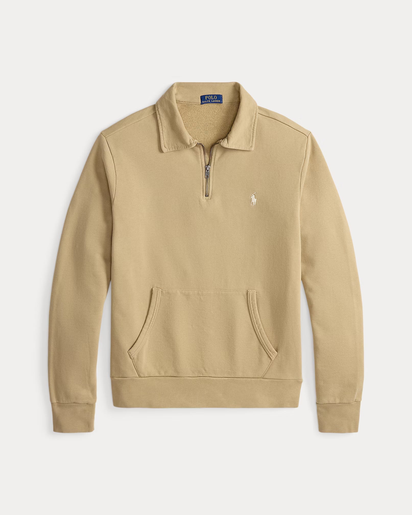 Long-sleeved zip-up polo shirt
